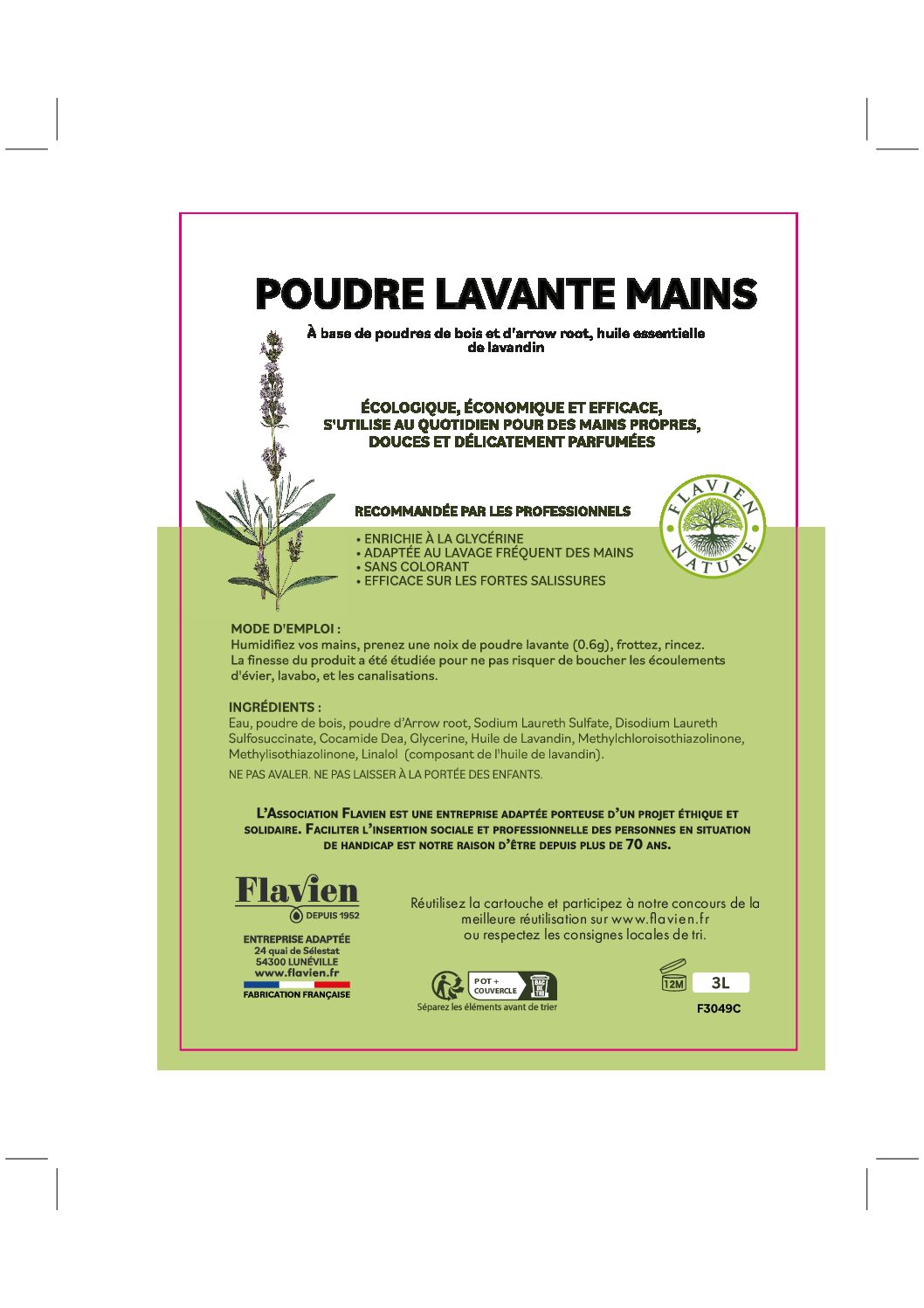 Poudre Lavante Mains Flavien 3L-190x140mm