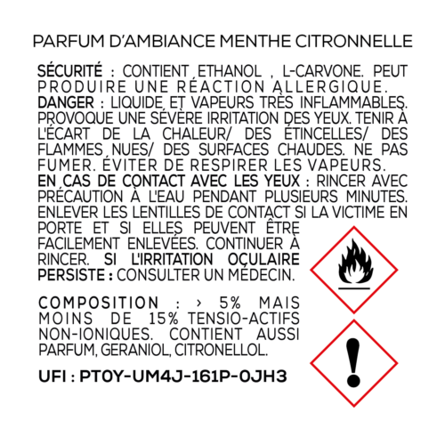 Parfum d'ambiance menthe citronnelle